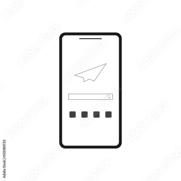 Fototapeta Isolated cell phone icon. UI and UX element of app and web. It use analogous color scheme, created as simple as possible to achieve minimal size but the quality of vector graphic is still maintained.