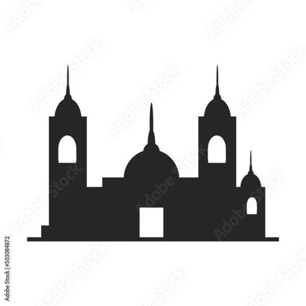 Fototapeta Black and white mosque icon. UI and UX element of app and web. It use neutral color, created as simple as possible to achieve minimal size but the quality of vector graphic is still maintained.