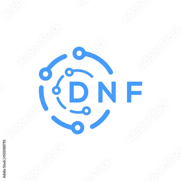Fototapeta DNF technology letter logo design on white  background. DNF creative initials technology letter logo concept. DNF technology letter design.
