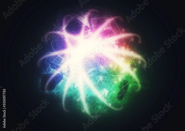 Fototapeta カラフルな光の球体のイラスト