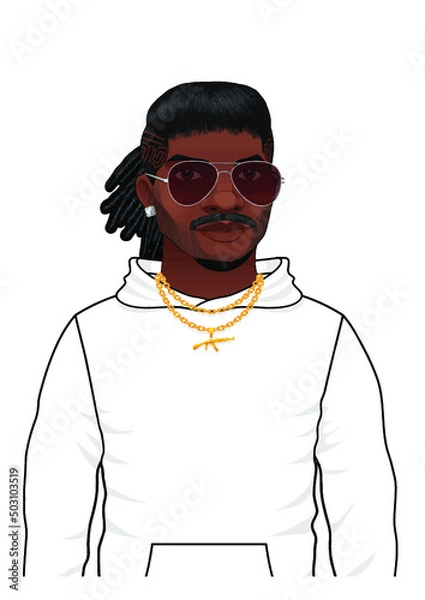 Obraz cool guy man with glasses and dreadlocks and goldchain with ak47