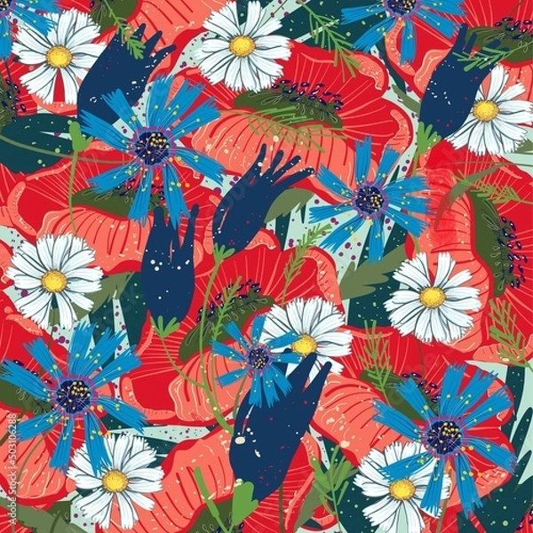 Fototapeta seamless pattern with flowers
