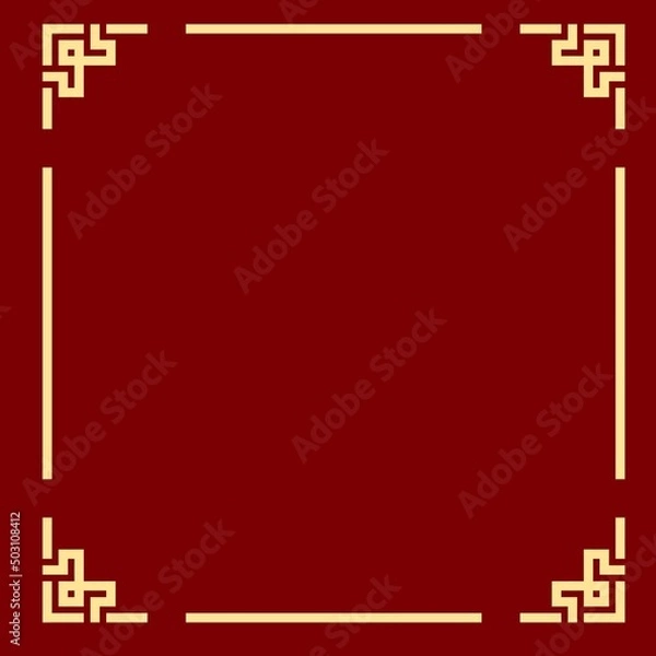 Fototapeta Chinese style border vector with gold color