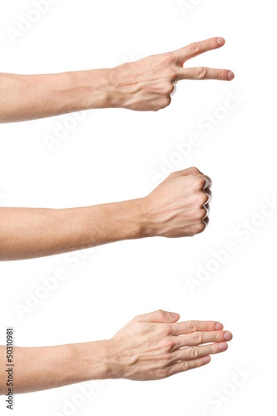 Obraz Three hand gestures. Rock Paper Scissors game
