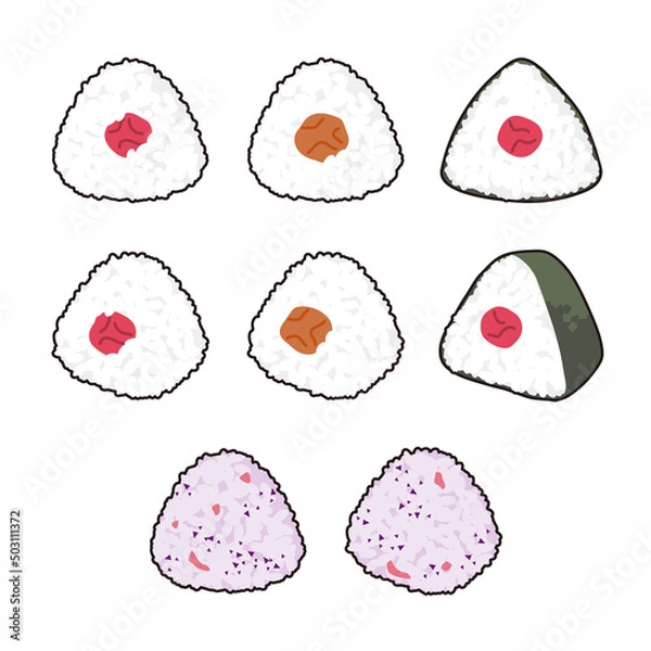 Obraz 梅干しおにぎりのセット  線あり