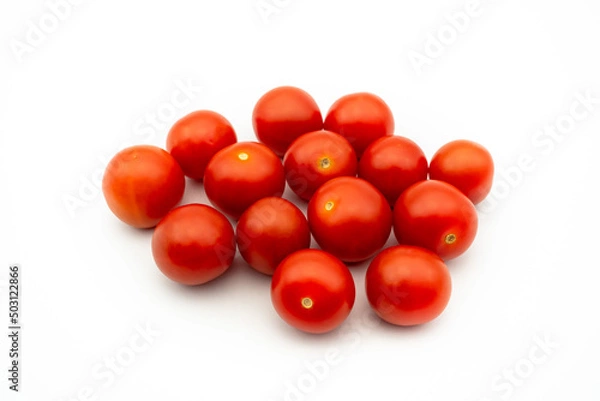 Obraz Small cherry tomatoes with a white background
