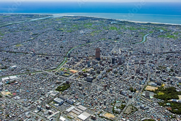 Fototapeta 浜松市上空全景・浜松駅・空撮