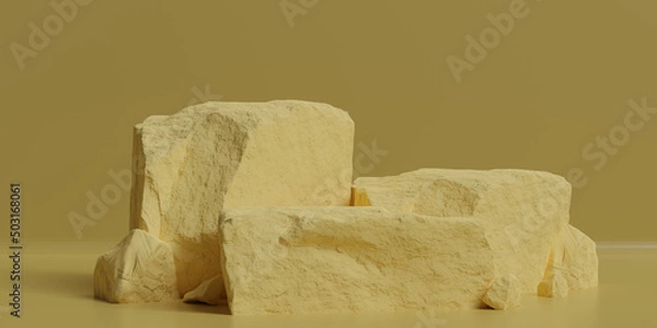 Fototapeta 3D illustration, Abstract minimal scene with geometric forms, Abstract background for cosmetic product display, stone podium display background. 3d rendering.