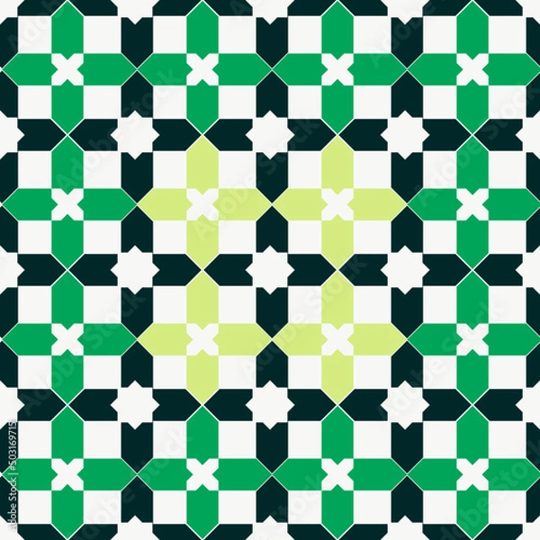 Obraz pattern seamless of an abstract image with green and yellow colors on a white background. Arabic culture decorative design