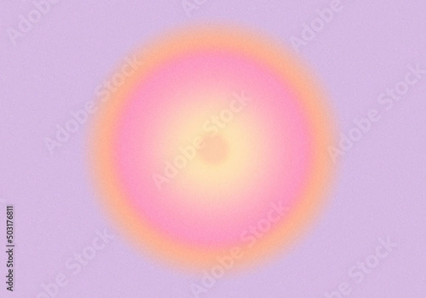 Fototapeta Blurred round circle gradient background with grain texture. Pink and orange colors.