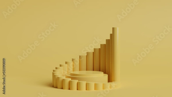 Fototapeta 3D illustration, Modern minimalist mockup for podium display or showcase, Yellow 3D rendering background for product promotion. Abstract platform.