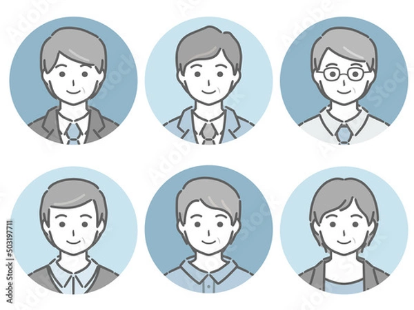 Fototapeta 中年男性の丸アイコンセット