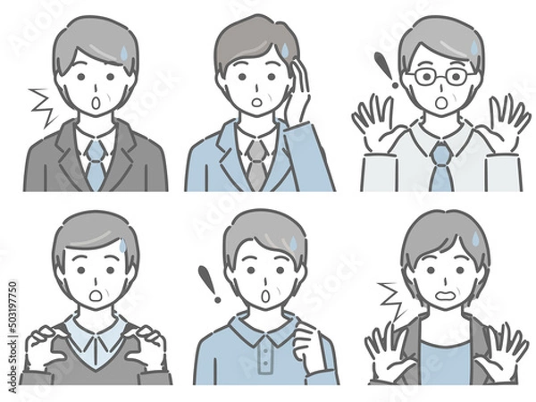 Fototapeta 驚く中年男性の上半身セット