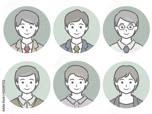 Fototapeta 中年男性の丸アイコンセット