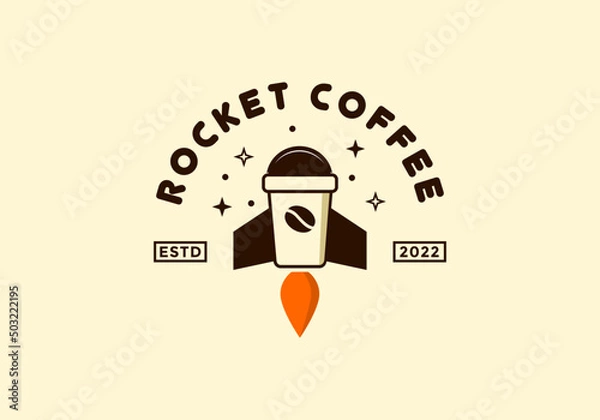 Obraz The coffee rocket logo is perfect for cafes, coffee shops, and more.