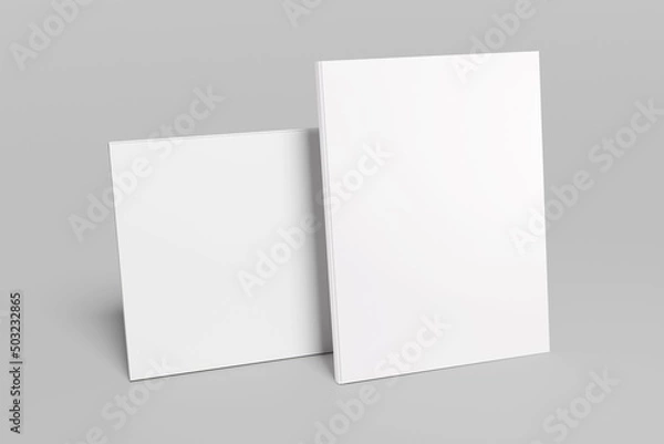 Fototapeta Blank magazine template on white background with soft shadows. 3d render