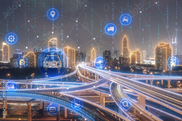 Obraz Three dimensional traffic picture of the concept of science and Technology City