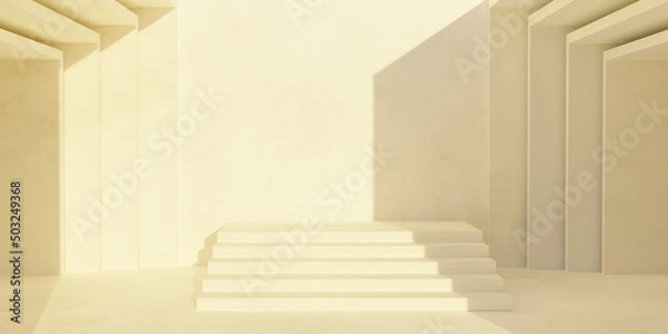 Fototapeta 3D illustration, Abstract minimal scene with geometric forms. White background, product presentation, mockup, show cosmetic product display, 3d Rendering. Abstract Wave Background

