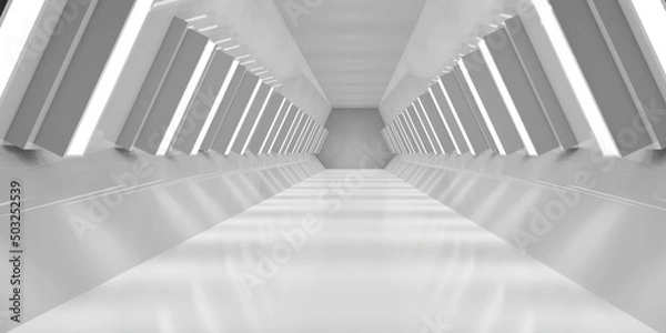 Fototapeta Abstract Architecture Background. 3d Illustration of White Circular Building, Futuristic Technology Design, Modern Geometric Wallpaper, White Circular Design.