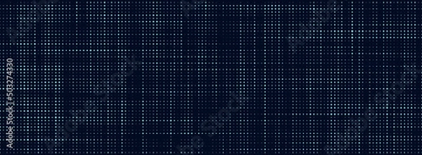 Fototapeta Digital background with noise effect. Corrupted code. Matrix failure. falling particles. Blue dots. Big data visualization. Vector illustration of a binary code.