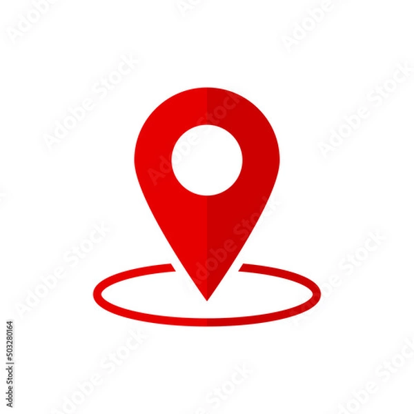 Fototapeta Map pin location red flat icon