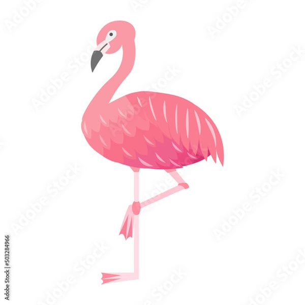 Fototapeta 片足で立つフラミンゴのイラスト