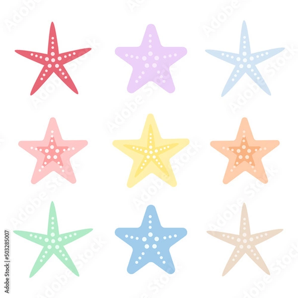 Fototapeta ヒトデのイラストのバリエーションセット