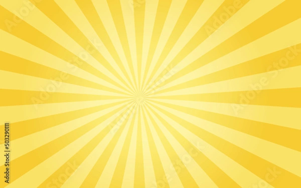 Fototapeta Sun rays retro vintage style on yellow background, Sunburst pattern background. Summer vector illustration