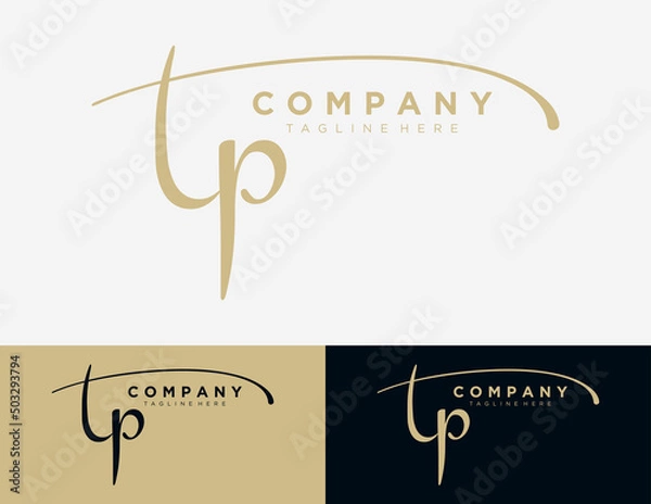 Obraz Letter TP handwritten logo design template.