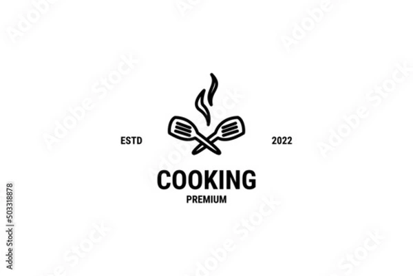 Fototapeta Flat cooking chef logo design vector template