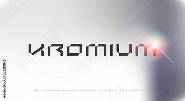 Fototapeta Kromium, an Abstract technology futuristic alphabet font. digital space typography vector illustration design