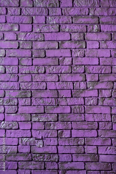 Fototapeta Violet textured brick wall as background