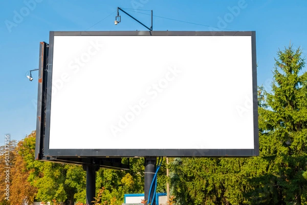 Obraz Blank white huge advertising display in the city