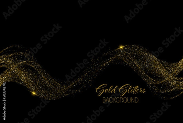 Obraz Gold dust on a dark background, gold glitters, design element