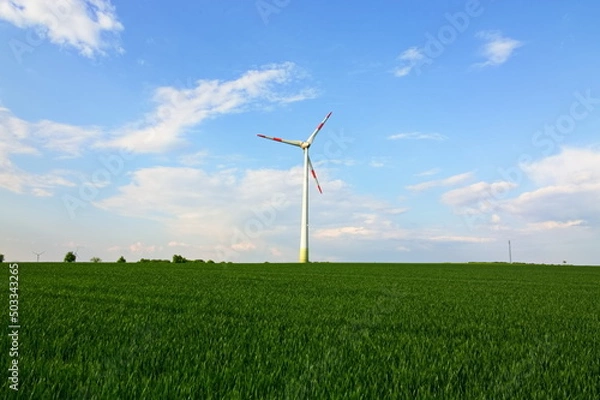 Fototapeta Windenergie Windrad Windräder grüne Energie Grün Ökostrom erneuerbare Energie saubere Energie CO2 Bilanz Natur Gewissen hightec