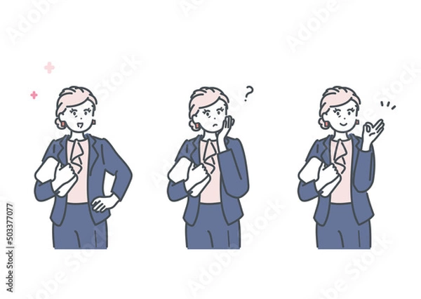 Fototapeta 女性管理職の色々な表情のイラスト素材