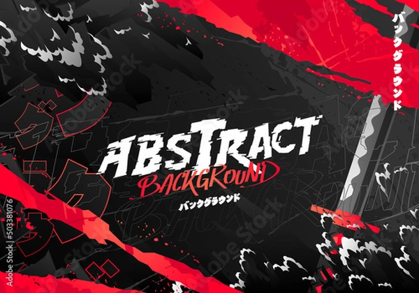Fototapeta Red And Black Abstract Background Japanese Style