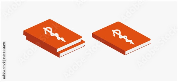 Fototapeta red books with medical snake, vector, eps, illustration