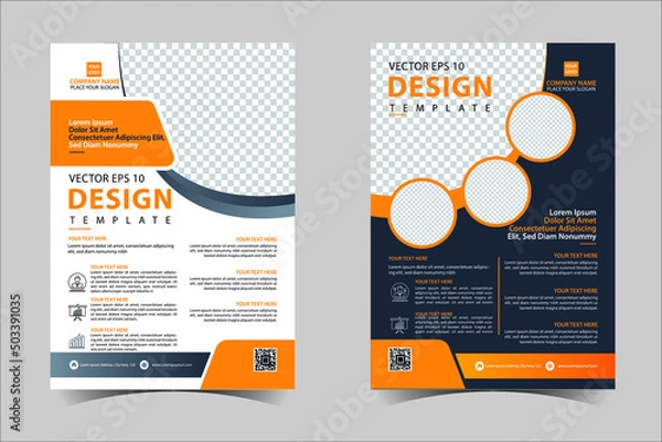 Fototapeta Orange and Black corporate business annual report brochure flyer design template vector, Leaflet cover presentation abstract geometric background, modern publication poster magazine, layout in A4 size