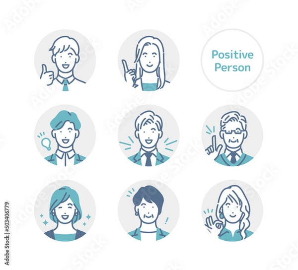 Obraz ポジティブなビジネスパーソンの丸アイコン