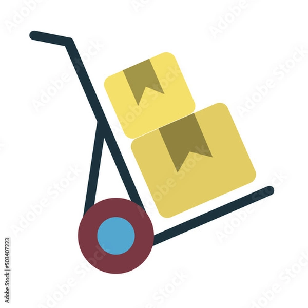Obraz Trolley , Delivery service flat icon.