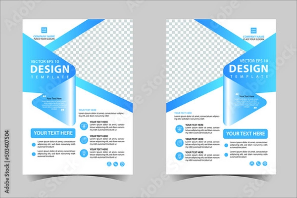 Fototapeta Blue corporate business annual report brochure flyer design template vector, Leaflet cover presentation abstract geometric background, modern publication poster magazine, layout in A4 size