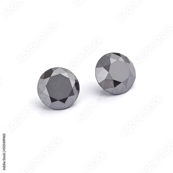 Obraz Black Diamonds. Natural Black Diamonds on White Background. 