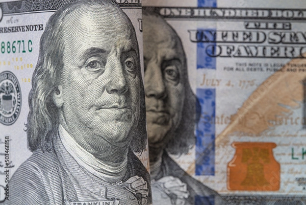 Fototapeta fragment of new 100 dollar banknote