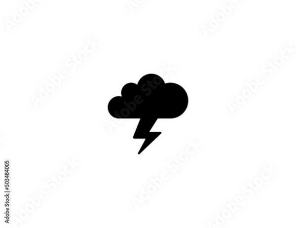Obraz Cloud with Lightning isolated realistic vector icon. Thunderstorm weather illustration icon