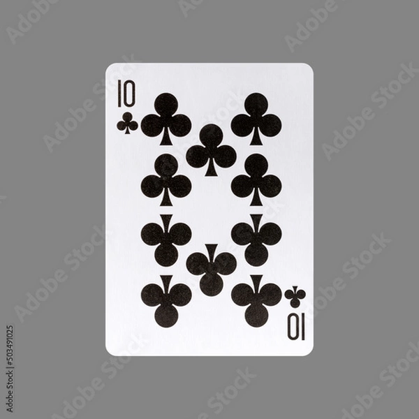 Obraz Ten of Clubs. Isolated on a gray background. Gamble. Playing cards.