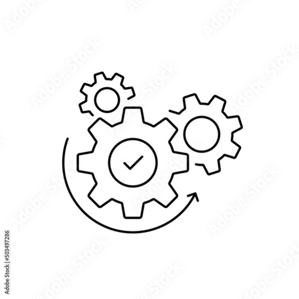 Fototapeta thin line set of gear like easy operation process