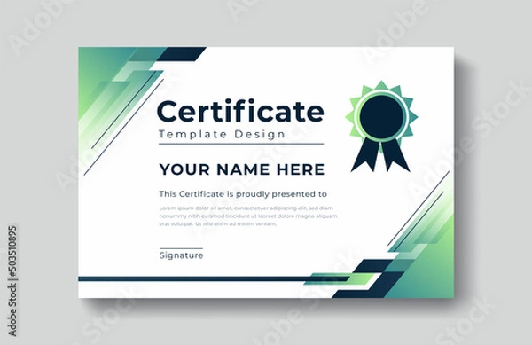 Fototapeta Modern certificate appreciation, certificate achievement template, award, achievement, certificate of recognition, excellence, certificate border, completion template certificate design template