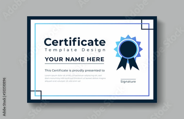 Fototapeta Modern certificate appreciation, certificate achievement template, award, achievement, certificate of recognition, excellence, certificate border, completion template certificate design template