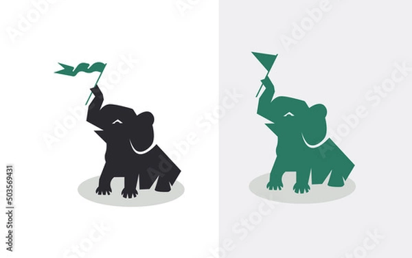 Obraz Elephant with Golf Flag Vector template